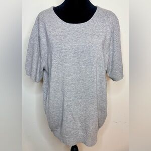 Precious Fibers 100% Cashmere Classic short sleeve preppy casual gray sweater XL